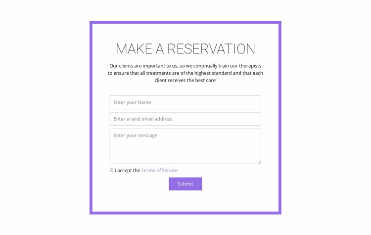 Reservation form  Website Builder Templates