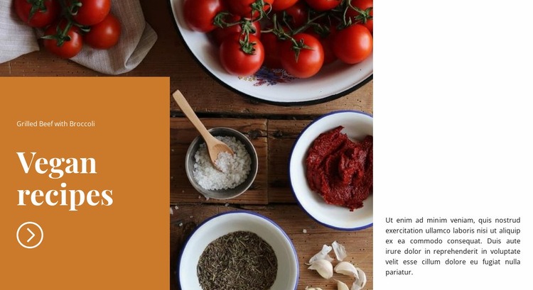 Vegan dishes Web Page Design