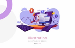 Erstellungsillustration – Gebrauchsfertiges Website-Modell