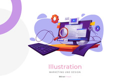 Benutzerdefinierte Schriftarten, Farben Und Grafiken Für Erstellungsillustration