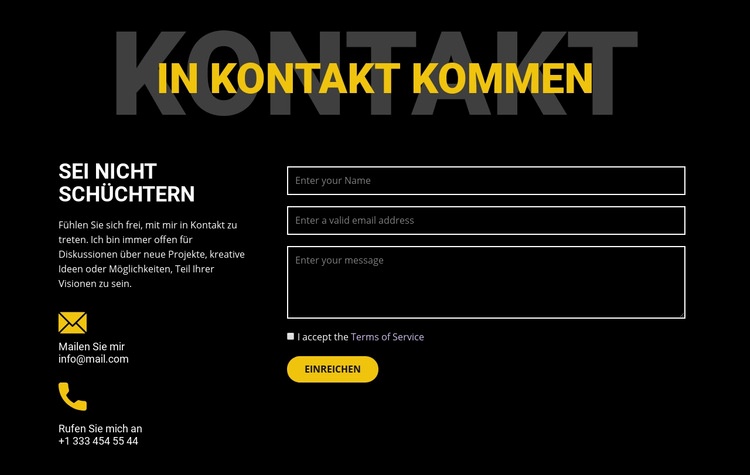 Kontakte und Kontakt aufnehmen HTML Website Builder