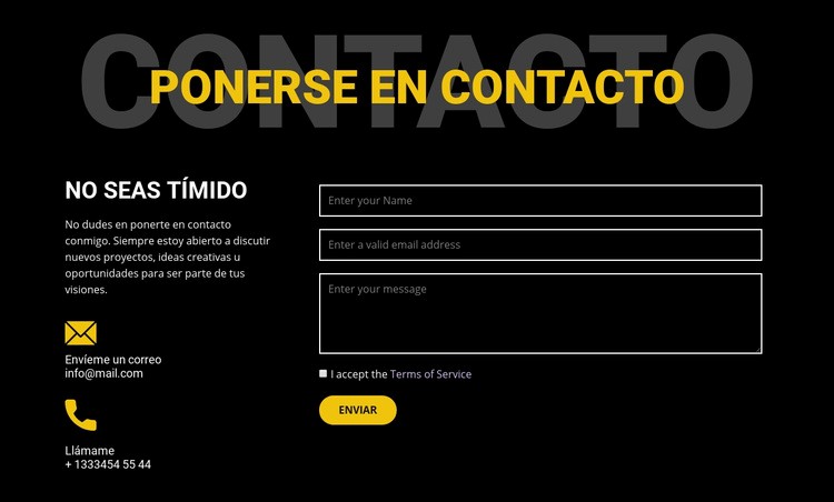 Contactos y ponte en contacto Creador de sitios web HTML