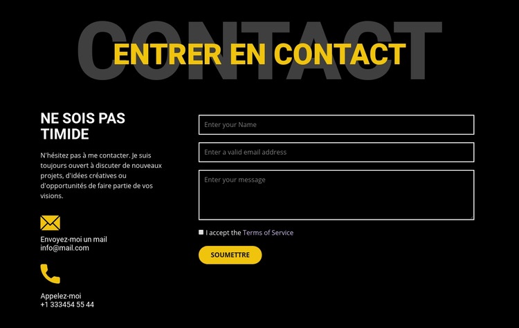 Contacts et entrer en contact Créateur de site Web HTML