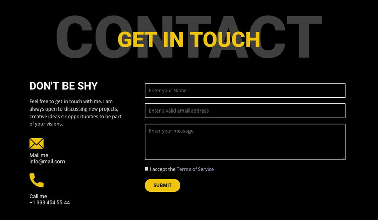 Contacts and get in touch Homepage Design