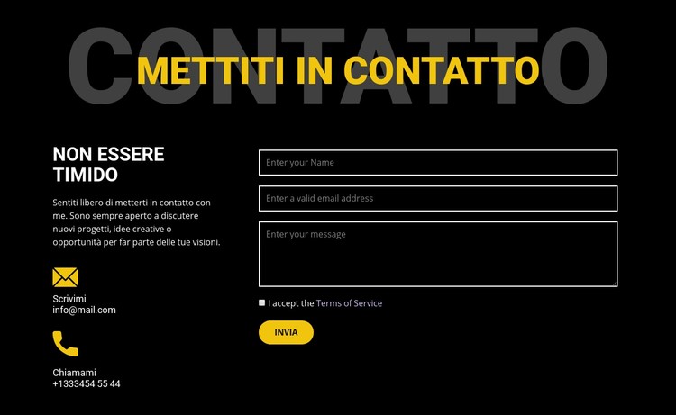 Contattaci e mettiti in contatto Modello CSS