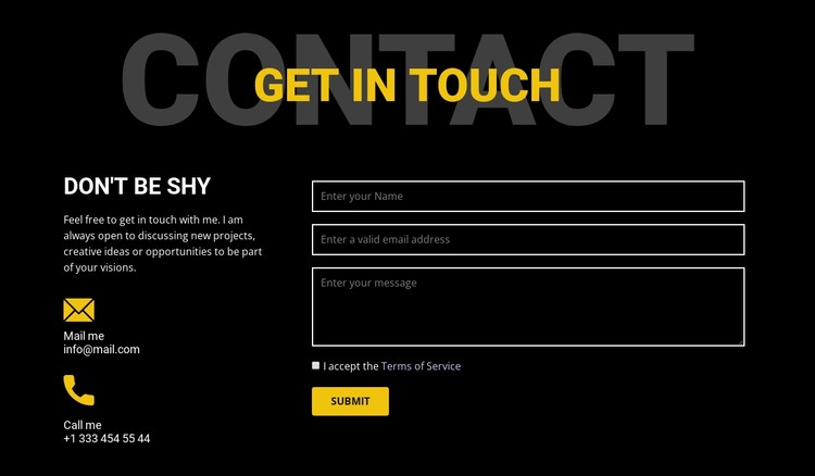Contacts and get in touch Static Site Generator