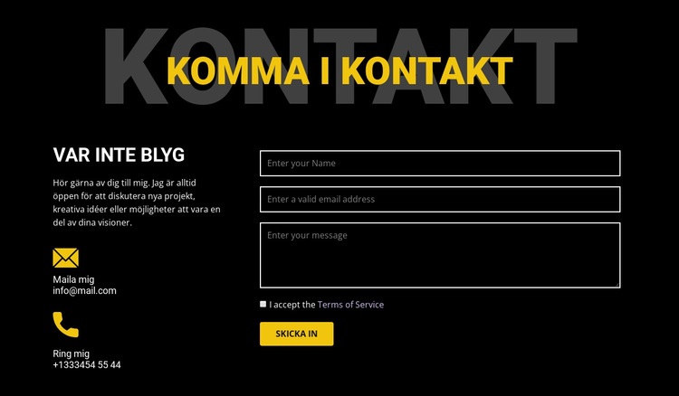 Kontakta och hör av dig WordPress -tema