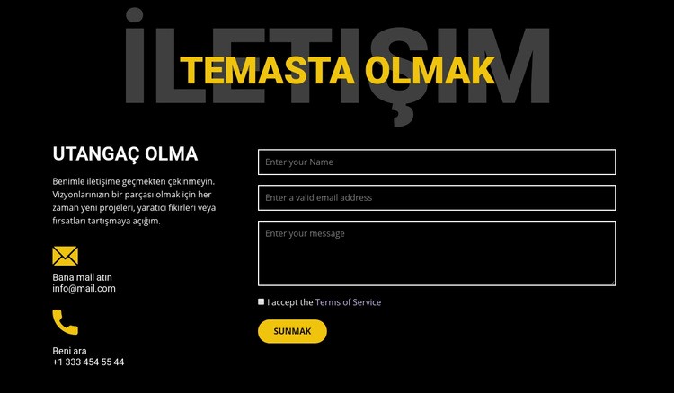 İletişim kurun ve iletişime geçin Html Web Sitesi Oluşturucu