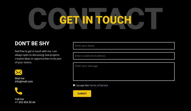 Contacts and get in touch WordPress Website Builder