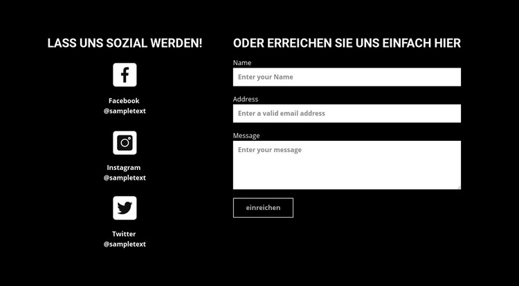 Lass uns sozial werden Website Builder-Vorlagen