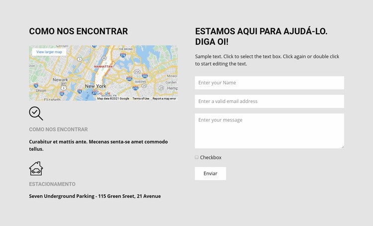 Como nos encontrar Design do site