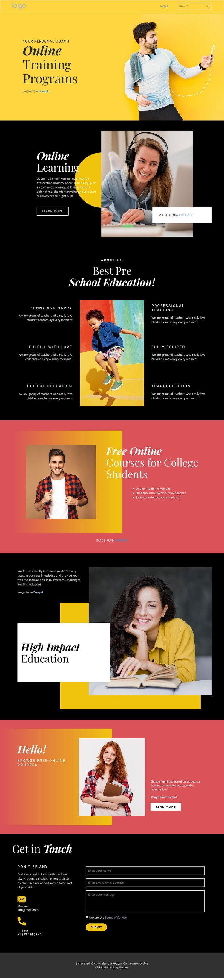 Good online education Elementor Template Alternative