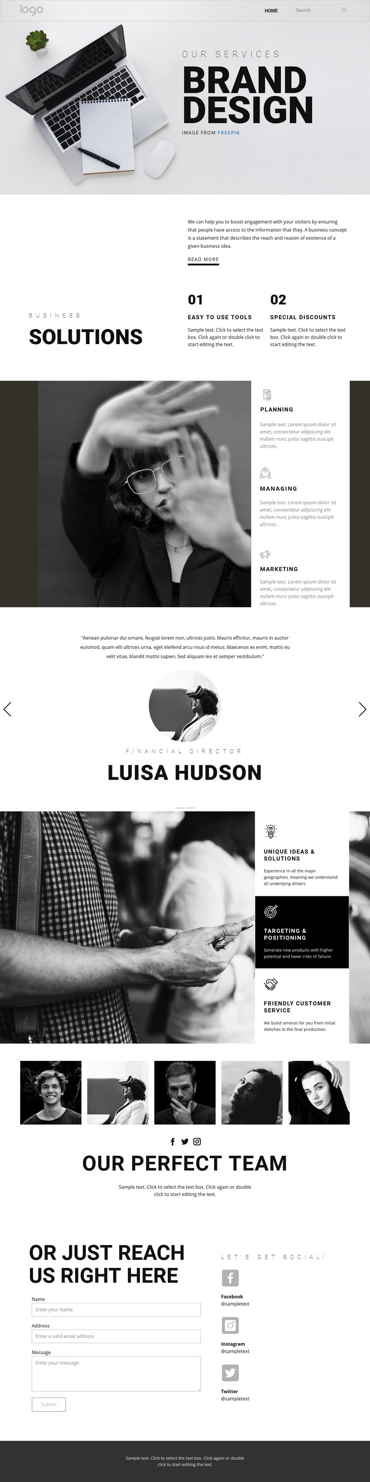 Doing branding for business Homepage Design