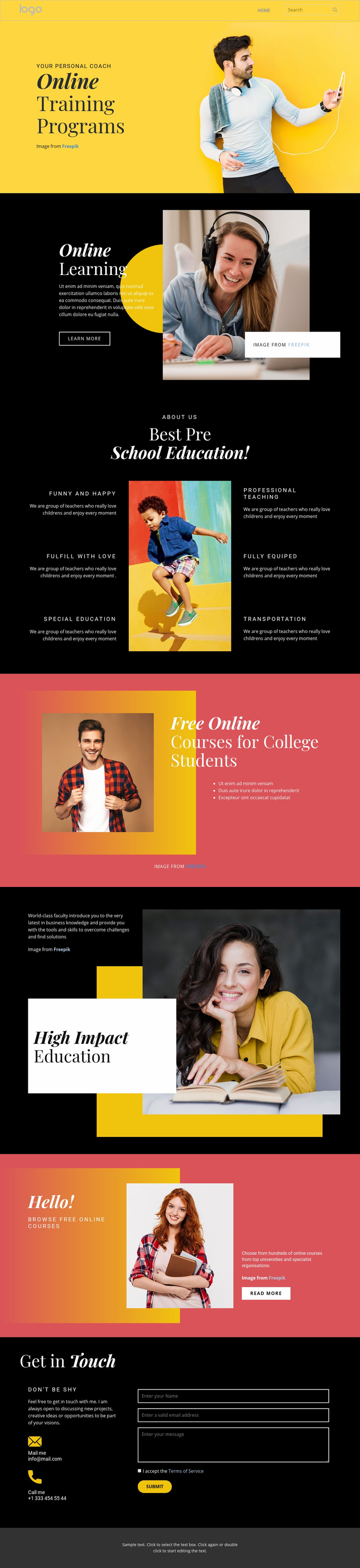 Good online education Web Page Design