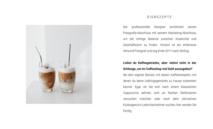 Zwei kalte Kaffees Website-Vorlage