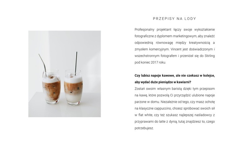 Dwie zimne kawy Makieta strony internetowej