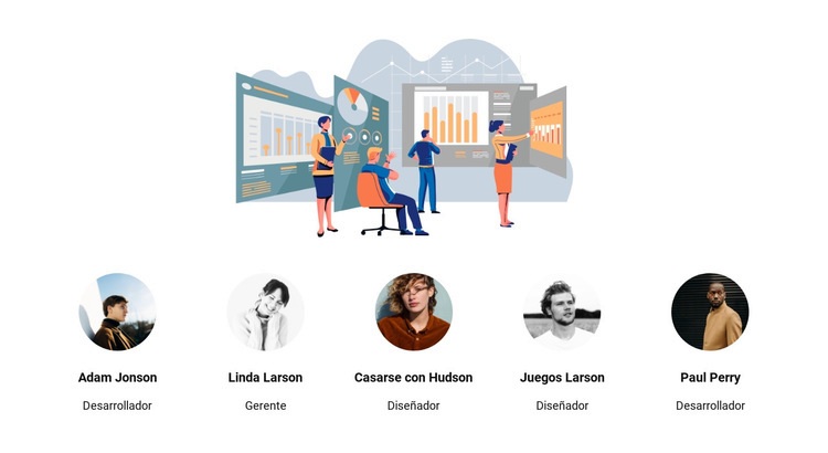 Ilustración y equipo Maqueta de sitio web