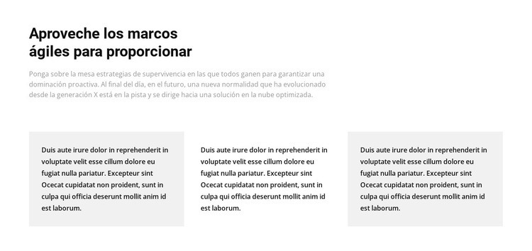 Tres columnas con texto Diseño de páginas web