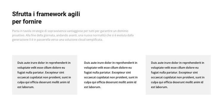 Tre colonne con testo Mockup del sito web