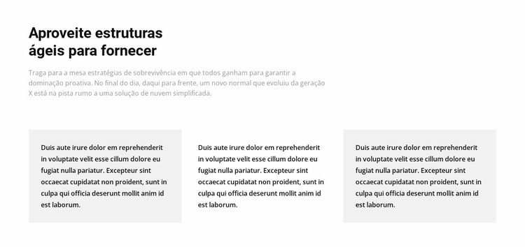 Três colunas com texto Design do site