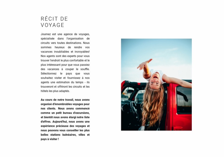 Organisation de voyage Conception de site Web