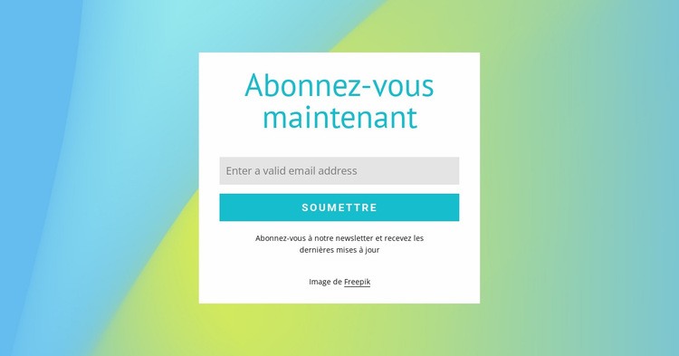 Formulaire d'abonnement sur fond dégradé Modèles de constructeur de sites Web