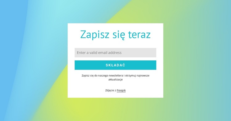 Subskrybuj formularz na gradientowym tle Szablon HTML5