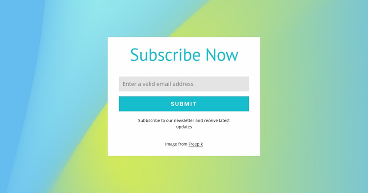 Subscribe form on gradient background WordPress Website Builder
