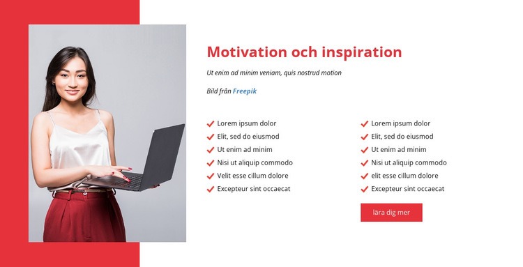 Motivera och inspirera ditt team Webbplats mall