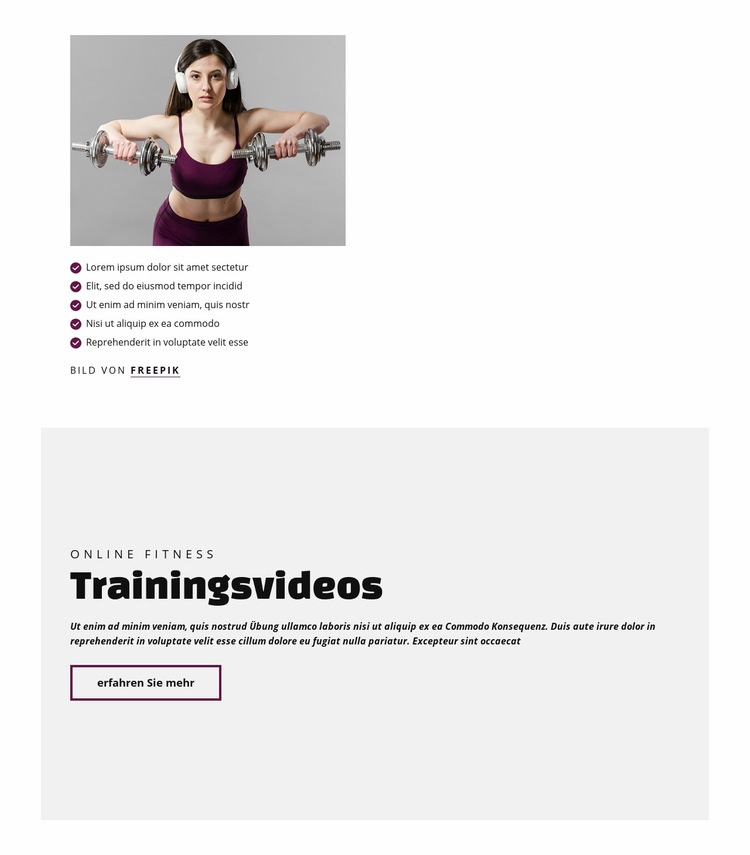 Trainingsvideos Website-Vorlage