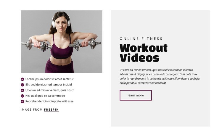 Workout Videos Elementor Template Alternative