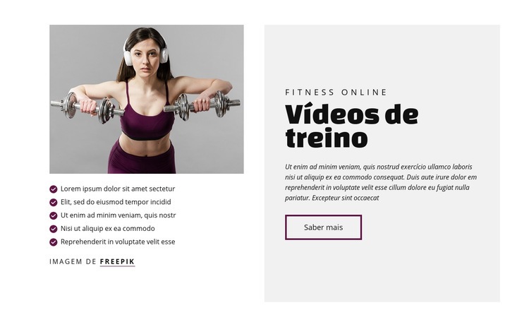 Vídeos de treino Modelo de uma página