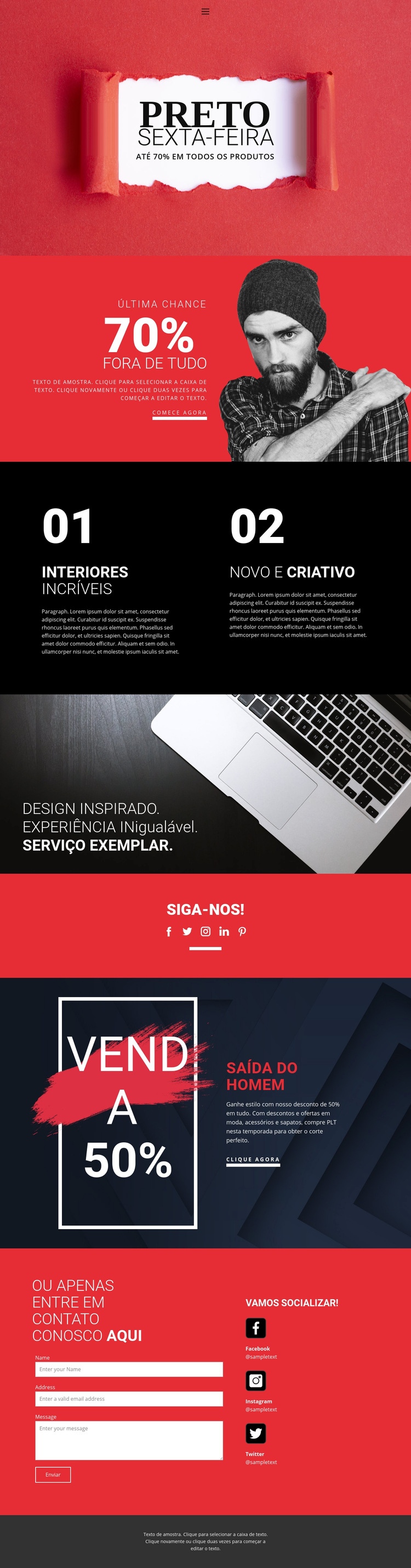 Vendas da loja online de sucesso Landing Page