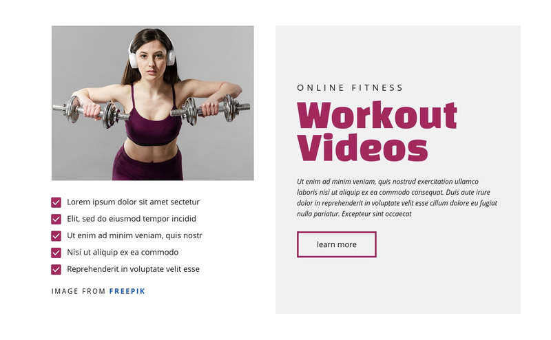 Workout Videos Web Page Design