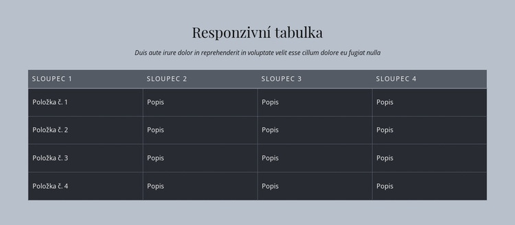 Responzivní tabulka Téma WordPress