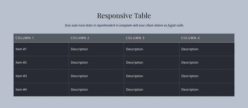 Responsive Table Elementor Template Alternative