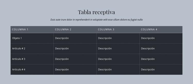 Tabla receptiva Diseño de páginas web