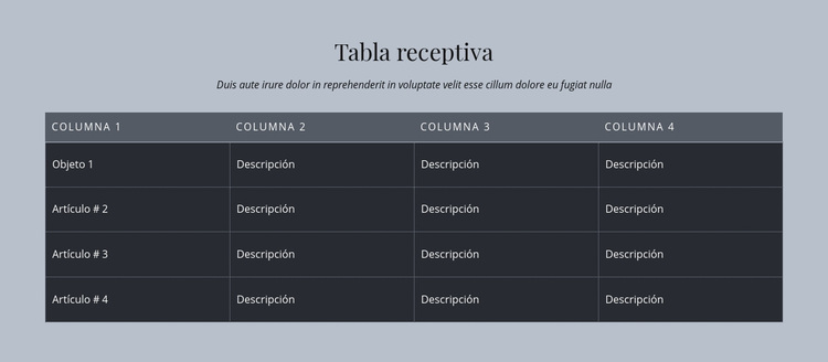 Tabla receptiva Tema de WordPress