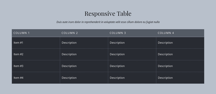 Responsive Table HTML5 Template
