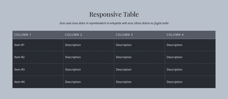 Responsive Table Joomla Page Builder