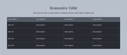 Responsive Table - Joomla Template