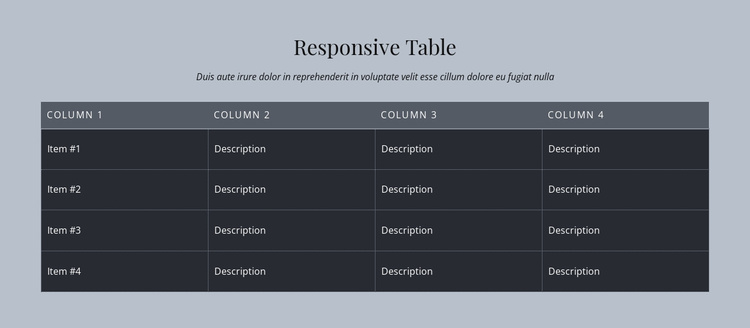 Responsive Table Joomla Template
