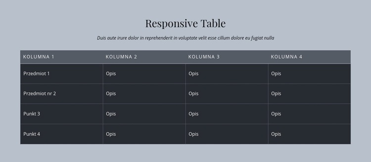 Responsive Table Szablony do tworzenia witryn internetowych