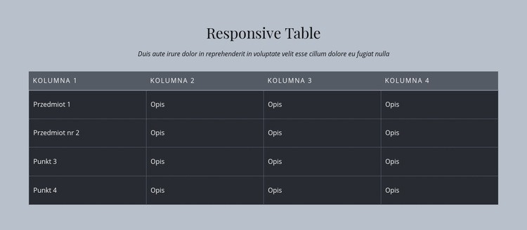Responsive Table Kreator witryn internetowych HTML