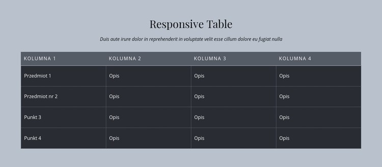 Responsive Table Szablon CSS