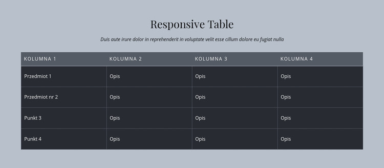 Responsive Table Szablon HTML
