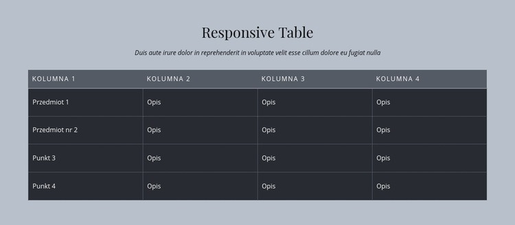 Responsive Table Szablon HTML5