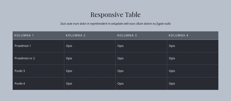 Responsive Table Szablon witryny sieci Web