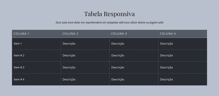 Tabela Responsiva Modelo HTML