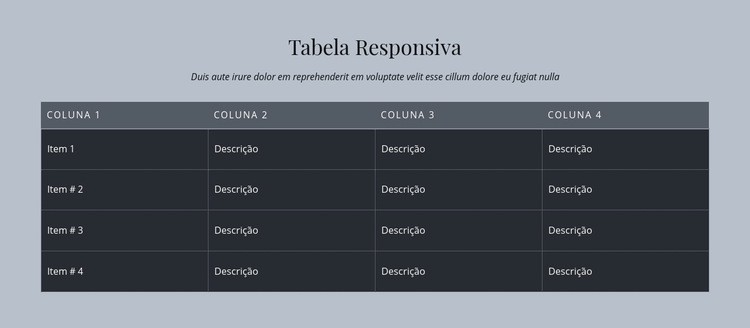 Tabela Responsiva Modelo HTML5